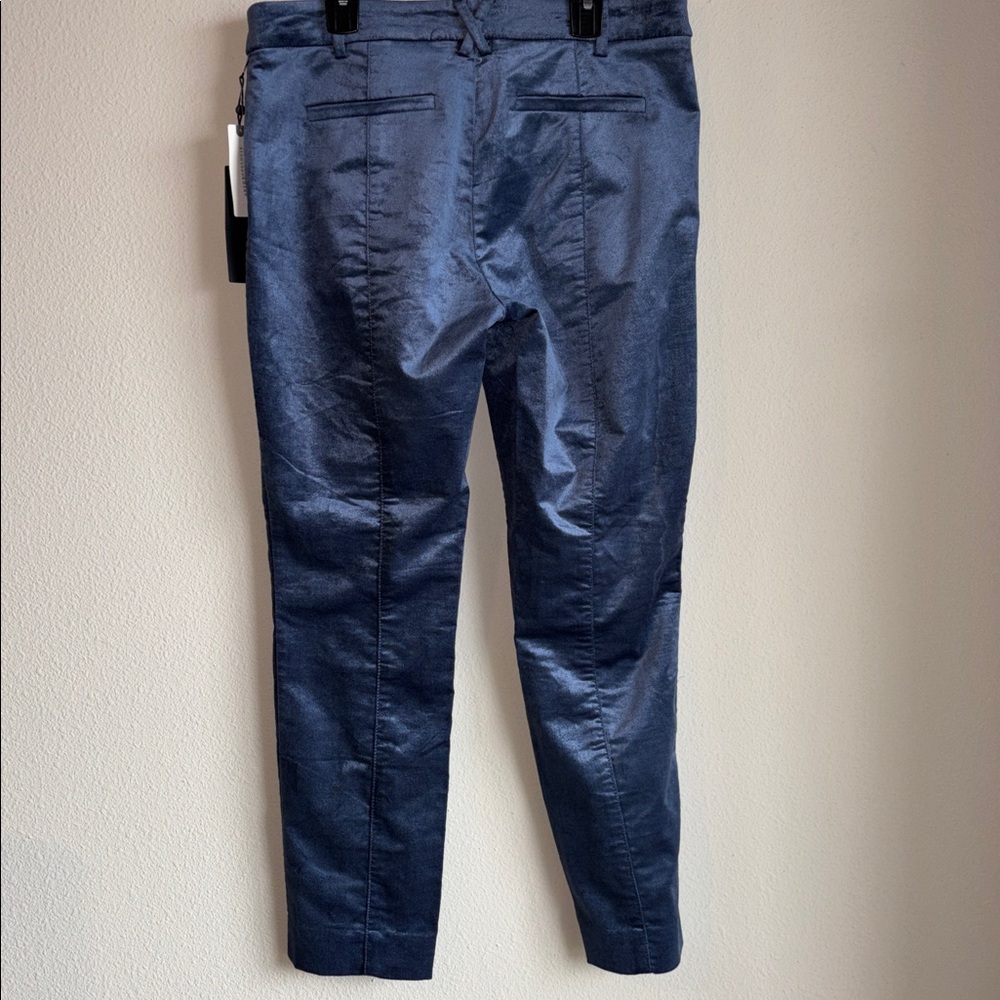 Anthropologie The Essential Slim Blue Velvet Cropped Trouser Pants Sz 6 - Picture 5 of 6